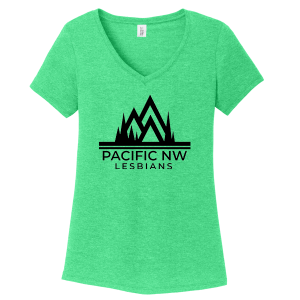 PNW Lesbians District Made Ladies Perfect Tri V-Neck Tee