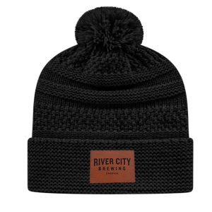 River City Leather Patch Cable Knit Beanie