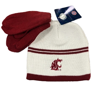 WSU Toddler Beanie & Mittens Set