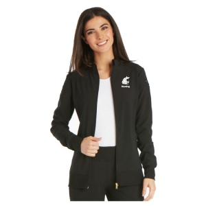 Women's Zip Front Warm Up Solid Scrub Jacket