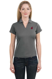 Washington State Cougars Ladies' Dri Mesh V-Neck Polo - Embroidered