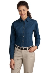 West Valley Engineering and Robotics Ladies Long Sleeve Denim Shirt - Embroidered