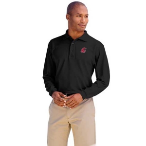 Washington State University Embroidered Long Sleeve Silk Touch Polo