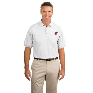 Washington State University Embroidered Silk Touch Pique Knit Sport Shirt with Pocket