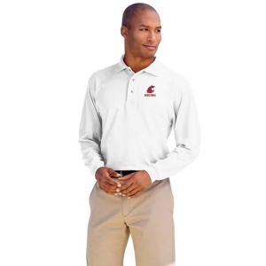 WSU Basketball Embroidered Port Authority - Long Sleeve Silk Touch Sport Shirt