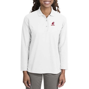 WSU Basketball Embroidered Port Authority Ladies' Silk Touch Long Sleeve Sport Shirt