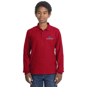 Gonzaga Basketball Embroidered Youth Long Sleeve Pique Knit Polo