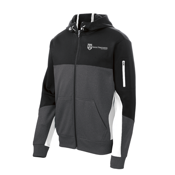 Sport-Tek Tech Fleece Colorblock Full-Zip Hooded Jacket. ST245 | Great ...