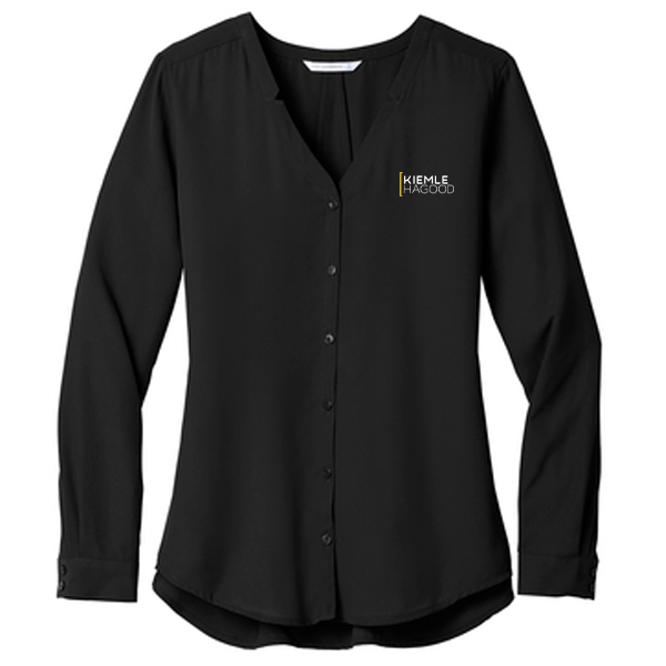 Port Authority Ladies Long Sleeve Button-Front Blouse