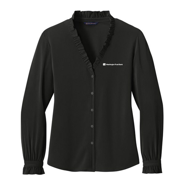 Brooks Brothers Women's Long Sleeve Ruffle Collar Blouse BB18011