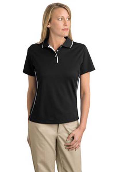 EWU Ladies Dri-Mesh Sport Shirt with Tipped Collar and Dual Piping - Embroidered