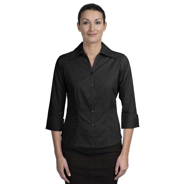 EWU Ladies 3/4 Sleeve Open Neck Blouse - Embroidered