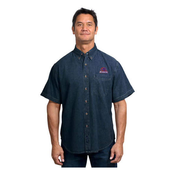 Boise State Broncos Men's Short Sleeve Denim shirt Boise State Broncos