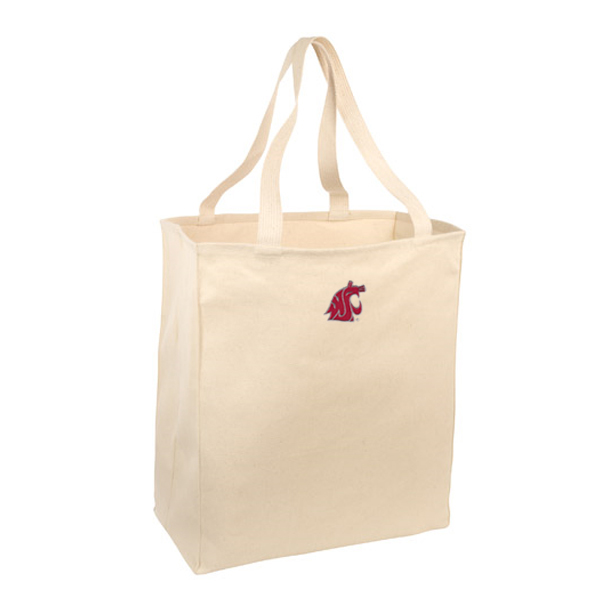 Washington State University Port & Company - Over-the-Shoulder Grocery Tote - Embroidered